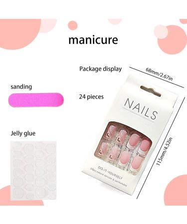 1 Set Press On Nails French Square Fake Nails Full Cover Short Press On Nails Reusable Short Nails Press On Cute Press On Nails Set Beauty Supplies - Buy Online on GoSupps.com