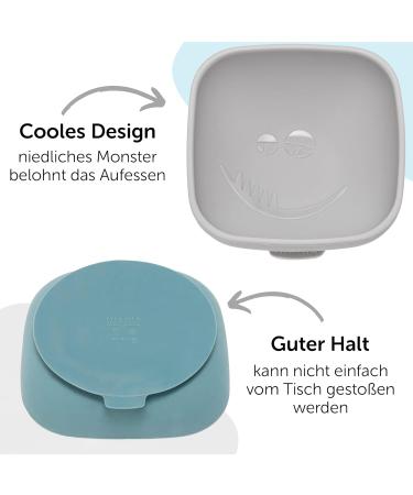 MiaMia 2x Baby Silicone Bowl Set with Suction Cup - Non-Slip Porridge Bowls in Petrol Grey - International Shipping Available - Buy Online on GoSupps.com