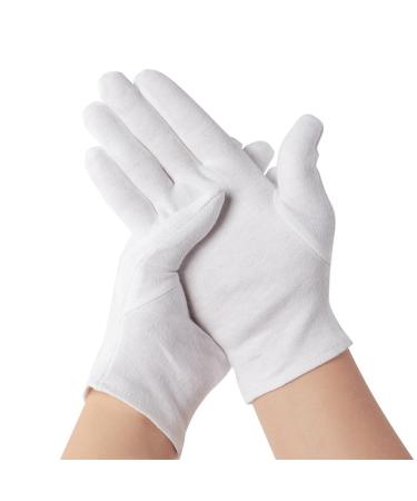 Esshogo 3 Pairs of Cotton Gloves Cotton Jersey Comfortable and Breathable Fabric Gloves with Certified Skin Compatibility for Skin Care Daily Work etc. (M White)
