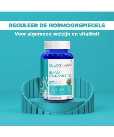  BIOVITALIA ORGANICS Biovitalia Saw Palmetto Extract Capsules 1000 mg Hair Growth Dietary Supplement | Supports Prostate Health and Urinary Function for Men and Women - 60 Capsules - Buy Online on GoSupps.com