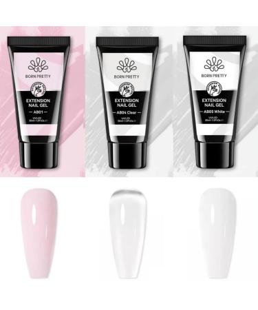 Born Pretty Born Pretty - Polygel - 3x30 ml - Polygel Products - Polygel blanc - Polygel rose - Polygel Glitter - Polygel Glitter - Polygel Nude - Extension gel - Builder gel (AB01/AB04/AB05 30 ml)