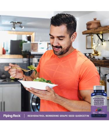 Piping Rock Resveratrol Berberine Grape Seed & Quercetin Complex | 90 Capsules | Non-GMO Gluten Free Supplement - Buy Online on GoSupps.com
