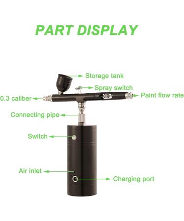 h Kit Rechargeable Handheld Mini Air Compressor h Portable Cordless h Gun for Makeup Tattoo Nail Art Face Paint Model Painting Cake Decor - Buy Online on GoSupps.com