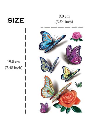 Flowers Temporary Tattoos for Women - 8 Pcs Large Tattoo Sticker Set by Yesallwas - Waterproof and Long Lasting Body Tattoos - Rose Butterfly Feather Design - Buy Online on GoSupps.com