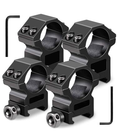Modkin 1 Inch Scope Rings Set of 4, 2 Pieces High Profile Scope Mounts & 2 Pieces Medium Profile Scope Rings for Picatinny/Weaver Rail