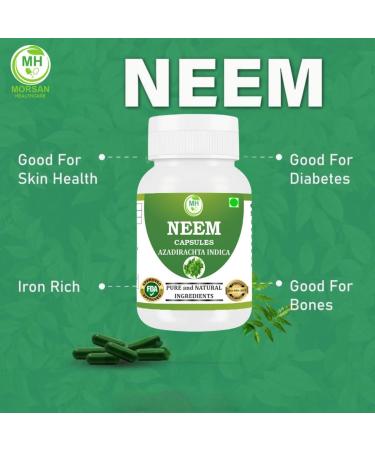 Morsan's Neem (Azadirachta Indica) Capsules Pack of 60 x 500 mg. Veg. Capsules (1) - Buy Online on GoSupps.com