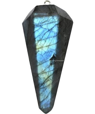 Amazing Gemstone Labradorite Crystal Pendulum for Divination - Dowsing Pendulum with Chakra Chain and Crystal Ball for Reiki Healing and Crystal Grid Meditation - Buy Online on GoSupps.com
