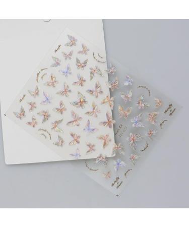 JMEOWIO 3D Embossed Aurora Butterfly Nail Art Stickers Decals Self-Adhesive 5D Nail Supplies Nail Art Design Decoration Accessories 1 Sheets - Buy Online on GoSupps.com