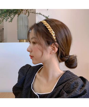 Multicolor Vintage Resin Twisted Link Chain Hairband - Chunky Paperclip Chain Metal Hair Hoop for Women - Gold Headwear Accessory - Buy Online on GoSupps.com
