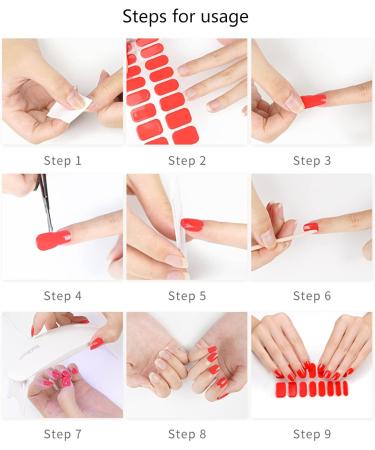 Semi-cured Gel Nail Sticker UV/LED Lamp Required Gel Nail Polish Wrap Fashion Design Gel Nail Art Stickers for Women Winter Autumn 0073 - Buy Online on GoSupps.com