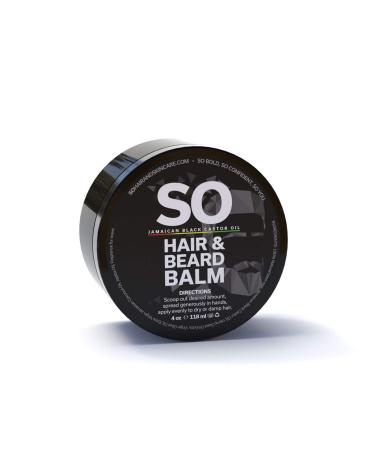 SO Jamaican Black Castor Oil So Hair & Beard Balm for Men Brown/Black Bamboo Lotus 4 Ounce