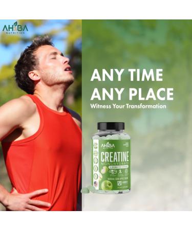 Ahiba Nutrition Creatine Monohydrate Gummies 5g per Serving, chewable, Vegan, Non-GMO, Sugar-Free, Soy-Free, Gluten-Free, Men & Women,More Strength & Recovery- Sour Apple Flavor, Made in USA - Buy Online on GoSupps.com