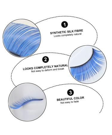 FRCOLOR Blue Long Eyelashes - 2 Pairs Fluffy Cosplay & Halloween False Lashes for Adults | Performance & Costume Eyelash Extensions - Buy Online on GoSupps.com