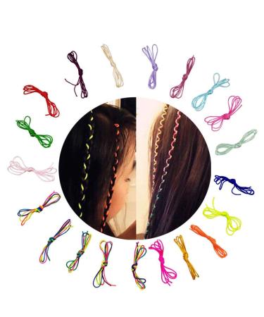 Hixixi 20pcs 39 DIY Colorful Hair Braiding Yarn Hair Rope Band Fashionable Hiphop Hair Tie