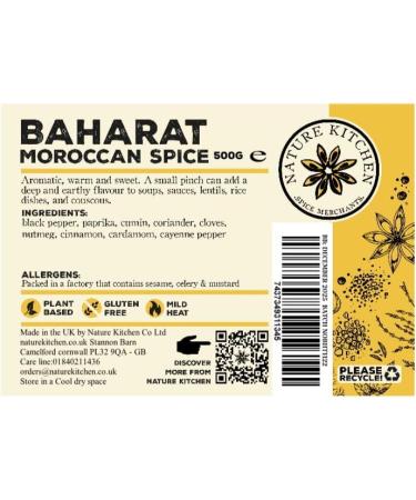 Nature Kitchen Baharat North African Seasoning (Hot) 500g - Gluten-Free & Vegan Cooking Blend for Marinades, Sauces, Frying, Baking, Grilling - Buy Online on GoSupps.com