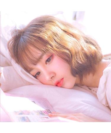 Short Curly Wig for Women - Natural Fluffy Korean Wave Headgear in Dark Brown - Cute & Stylish for Round Faces - Buy Online on GoSupps.com