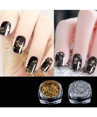 Nail Foil Holographic Glitter Powder Kit - Gold/Silver| Mirror Effect Pigments for Nail Art | Chrome Pigment Decorations - 2 Box/Set - Buy Online on GoSupps.com