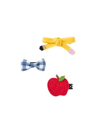 Mud Pie Back To School Hair Clip Set  Apple 3 Count (Pack of 1) approx 1 Inch x 3 Inch Apple