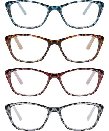 Stylish Cat Eye Reading Glasses 4-Pack for Women - Lightweight Frame with Spring Hinge, 2.5 Magnification - Includes 4 Cases - Tortoise Print - Buy Online on GoSupps.com
