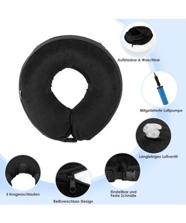 NASJAC Adjustable Inflatable Dog & Cat Collar | Leak-Proof Soft Comfortable | Quick Lock for Post-Op Wound Protection - Black - Buy Online on GoSupps.com