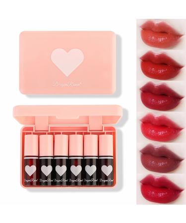 6 Colors Lip Tint Stain Set, Plumping Lip Gloss Lip Tint Stain, Multi-use Lip & Cheek Tint Moisturizing Mini Liquid Lipstick, Korean Lip Gloss Long-lasting Waterproof High Pigment Lip Tint Non-Sticky