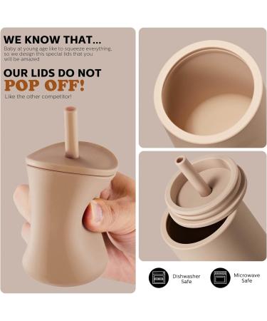Spill Proof Toddler Straw Training Cup 7 oz - 2 Pack Silicone Baby Cups with Lids for Kids - Violet Red Pink - Buy Online on GoSupps.com