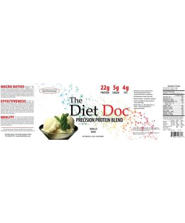 The Diet Doc Precision Protein Blend- 100% Grass Fed Whey Protein Concentrate and Isolate Blend - 22g of Protein - 32 Servings - 2.2lb - Vanilla Bean - Buy Online on GoSupps.com