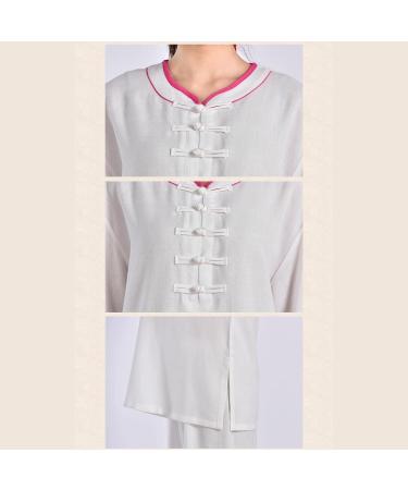 Women's Short Sleeve Tai Chi Uniform | Chinese Traditional Kung Fu Clothing | Cotton Linen Yoga Suit | White-Large - Buy Online on GoSupps.com