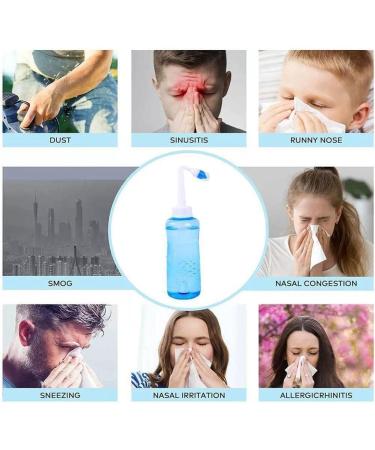 Nose Nasal Wash System Pot Sinus Allergies Relief Rinse 500mL New Blue Equipment Neti Plastic V1A3 Adults Children - Buy Online on GoSupps.com