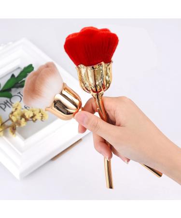 JERCLITY Rose Makeup Brushes Set - 2 Large Kabuki Face & Blush Brushes for Powder & Nail Art - Gold Brown/Gold Red - Buy Online on GoSupps.com