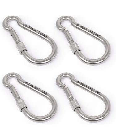 SHONAN 3.1 Inch Large Locking Carabiner 4 Pack - Heavy Duty Stainless Steel - 400 lbs Capacity - for Home Gym, Outdoor Camping - Screw Locking Type - Buy Online on GoSupps.com