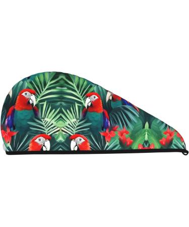 Tropical Flower Parrot Coral Velvet Dry Hair Cap Ideal for Home Travel Pool Parties & Beaches | Shop Now - Buy Online on GoSupps.com