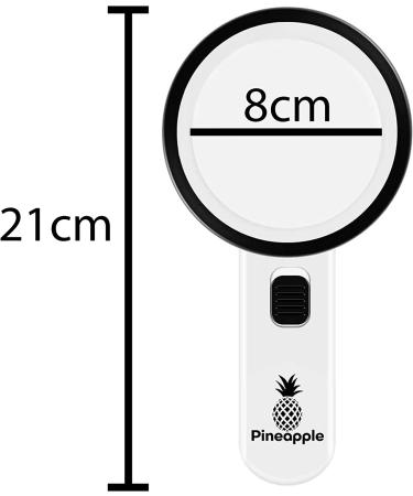 Pineapple LLC Magnifying Glass with Light  30X Handheld Large Magnifying Glass  Lighted Magnifier with 12 LED Lights for Reading  Macular Degeneration  Seniors  Gifts for Elderly  White - Buy Online on GoSupps.com
