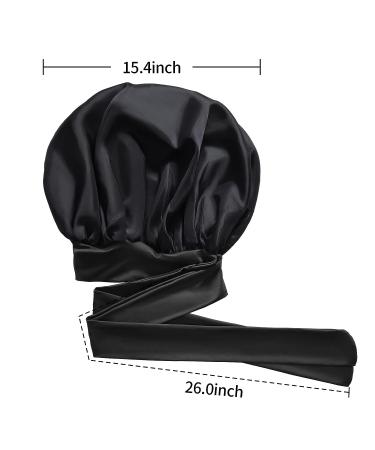 Kenllas Large Satin Silk Bonnet for Women - Black Sleep Cap for Curly Hair Care - Buy Online on GoSupps.com