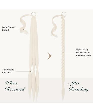 Feshfen Platinum Blonde Ponytail Braid Extensions - 75 cm Long Hair Tie for Women - Artful Braid Hair Extensions - Buy Online on GoSupps.com