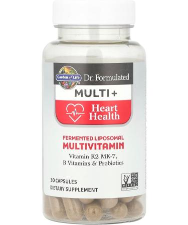 Garden of Life Dr. Formulated Multi+ Heart Health - Fermented Liposomal Multivitamin + Vitamin K2 MK-7 B Vitamins & Probiotics - One a Day for Cardiovascular & Blood Vessel Function 30 Capsules - Buy Online on GoSupps.com