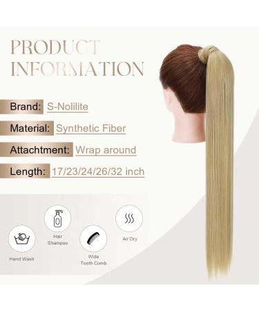 Shop S-noilite Clip-In Extensions - 66cm Ash Blonde Ponytail Hair Wraps | Realistic Smooth Hair Extensions in Various Colors - Buy Online on GoSupps.com