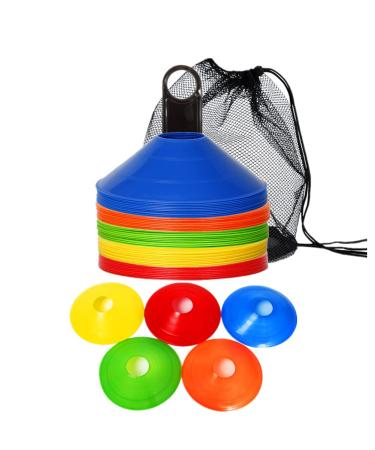 IROCH 50 Pack Soccer Cones Disc Cone Sets with Holder and Bag for Training,Field Cone Markers Football,Kids,Sports Colorful