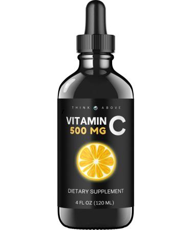 Think Above Liquid Vitamin C - High Dose - Vitamin C Drops - for Adults and Kids - 500 mg - Liquid VIT C - Non GMO - Vitamin C Liquid Supplement (4 fl oz 120 ml) 4 Fl Oz (Pack of 1)