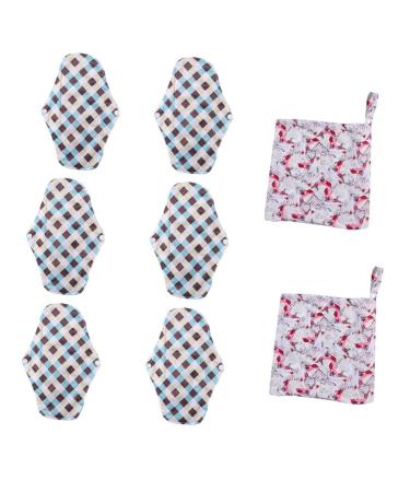 Exceart ladies bandage 1 set of 8 pieces of menstruation pads and storage pockets washable reusable Menstrections sanitary napkin cloth for women and girls (the bag is accidentally color)