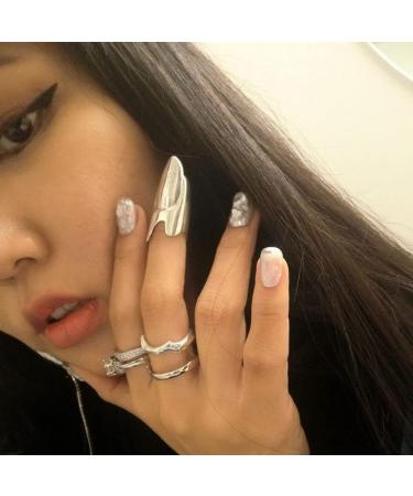 Sxett Metal Open Nail Rings Elegant Fingertips Statement Jewelry Gift Metal Nail Art Rings Alloy Material Gift for Women Girls Gold - Buy Online on GoSupps.com