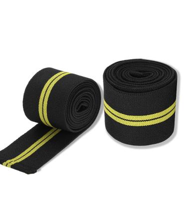 Semme Knee Wraps Compression Elastic Breathable Knee Brace Compression Bandage Wraps Pain Relief Straps Support Wraps Sleeve for Men Women Cross Training Gym Workout Fitness & Powerlifting(Black yellow)