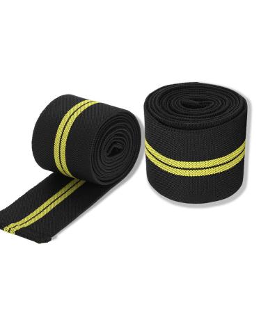 Semme Knee Wraps Compression Elastic Breathable Knee Brace Compression Bandage Wraps Pain Relief Straps Support Wraps Sleeve for Men Women Cross Training Gym Workout Fitness & Powerlifting(Black yellow) - Buy Online on GoSupps.com