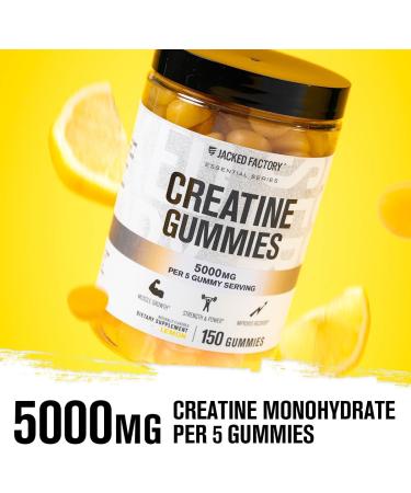 Jacked Factory Creatine Monohydrate Gummies 5g Daily Dose (1g per Gummy) - Creatine Gummy for Men and Women Vegan-Friendly Travel-Friendly Third-Party Tested - 150 Gummies Watermelon & Lemon - Buy Online on GoSupps.com
