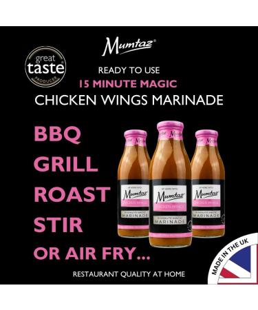 Mumtaz CHICKEN WINGS Marinade Sauce - Pack of 3x500g 15 Minute Magic Marinade Medium Spiced BBQ-Grill-Roast-Stir or Air fry All Natural Ingredients Gluten Free Vegan Friendly. - Buy Online on GoSupps.com