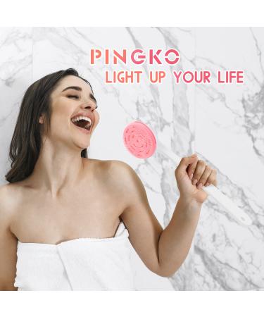 PINGKO Silicone Back Scrubber with Extra Long Non-Slip Handle for Acne Exfoliating and Skin Cleansing - Light Pink - Buy Online on GoSupps.com