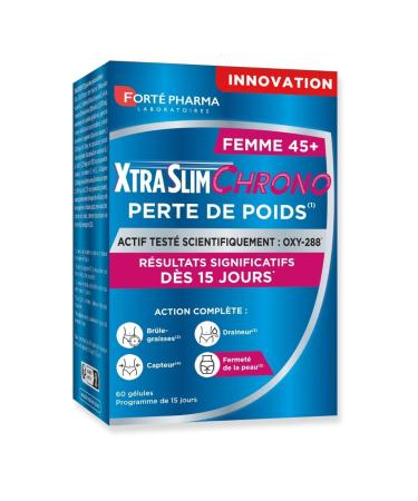 Forté Pharma - XtraSlim Chrono Women's Weight Loss 45+ - Fat Burner, Skin Firmness - Elderberry, Collagen, Vitamin C, Sweet Chili, Chromium - 15 Day Slimming Program - 60 capsules, 4/day