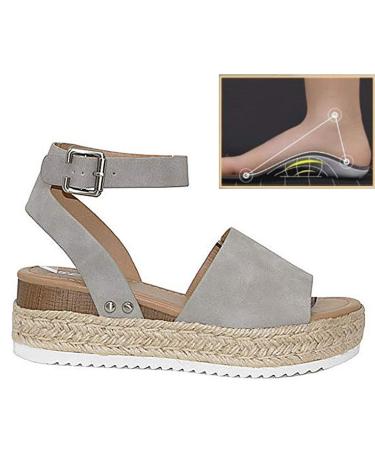 Sandals Retro Peep Toe Bizen Riemen Wedges Sandals for Women Summer Fashion Women High Heels Platausche Sandals Espadrilles Black 41 (Brown 38 EU) Gray 39 EU
