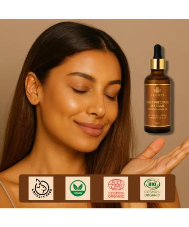 MEQNES Huile d'Argan Bio 100% Pure Press e Froid au Maroc - Nourrit & R pare Anti- ge Anti-Tache - Huile Argan Cheveux Visage Corps - Vegan - Flacon Verre Ambr - 50ml - Buy Online on GoSupps.com
