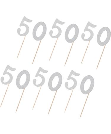 50th Birthday Cupcake Toppers Silver Glitter 50 Cupcake Topper Set for Birthday Wedding Anniversary Party Decorations - Buy Online on GoSupps.com
